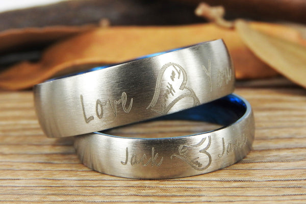 Handmade Two Heart become One Heart Matching Wedding Rings, his and her promise ring, Wedding Rings Set, couple rings