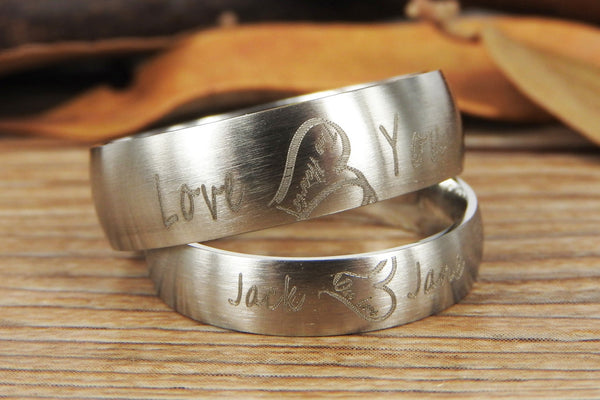 Handmade Two Heart become One Heart Matching Wedding Rings, his and her promise ring, Wedding Rings Set, couple rings