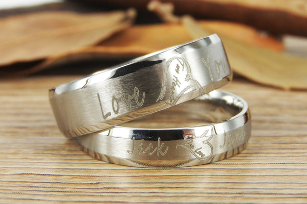 Handmade Two Heart become One Heart Matching Wedding Rings, his and her promise ring, Wedding Rings Set, couple rings