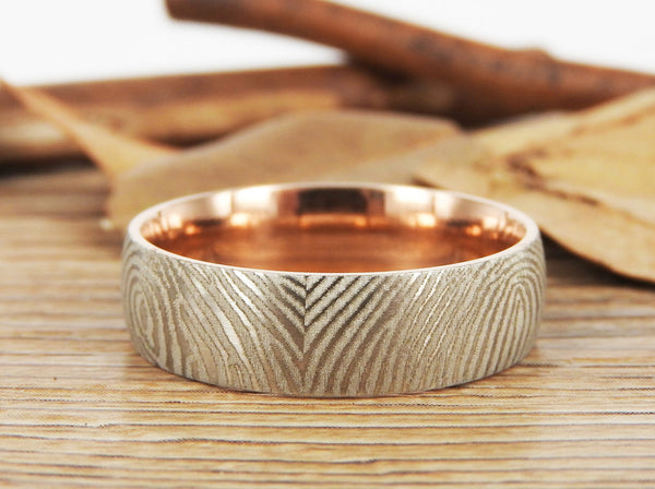 Your Actual Finger Print Rings, WEDDING RING, Family Fingerprints, Matching FingerPrint Ring,  Rose Gold Wedding Titanium Rings Set