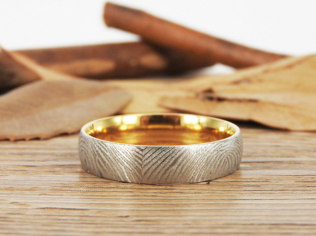 Two State Fingerprint Gold Couple Rings