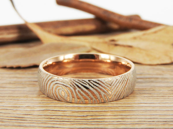 Your Actual Finger Print Rings, Family Fingerprints, Friendship Rings, Men Ring, Father's Gift, WEDDING RING, Rose Gold Titanium Rings 6mm