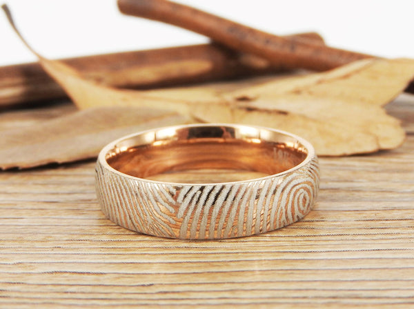 Your Actual Finger Print Rings, Family Fingerprints, Friendship Rings, Men Ring, Father's Gift, WEDDING RING, Rose Gold Titanium Rings 6mm