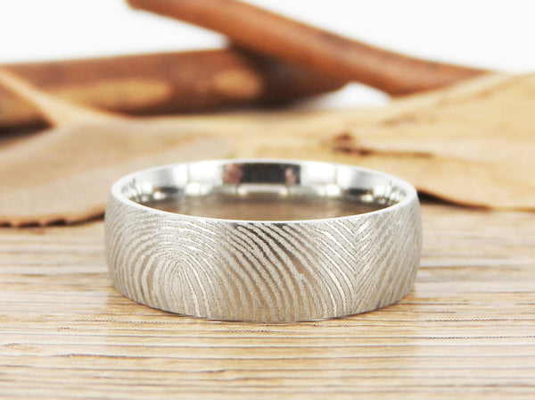 Your Actual Finger Print Rings, Family Fingerprints, Friendship Rings, Men Ring, WEDDING RING - Sliver Titanium Rings 7mm