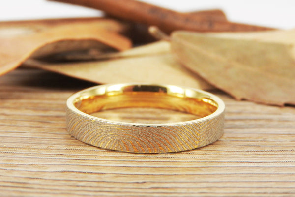 Your Actual Finger Print Rings, Family Fingerprints, Friendship Rings, Women Ring,  WEDDING RING -  Gold Titanium Rings 4mm