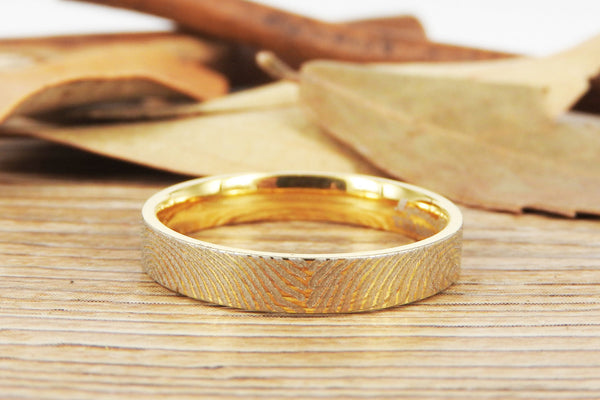 Your Actual Finger Print Rings, Family Fingerprints, Friendship Rings, Women Ring,  WEDDING RING -  Gold Titanium Rings 4mm