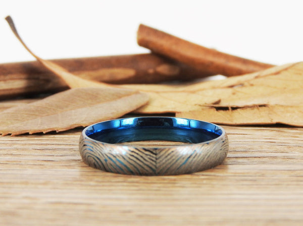Your Actual Finger Print Rings, Family Fingerprints, Friendship Rings, Women Ring,  WEDDING RING - Blue Titanium Rings 4mm