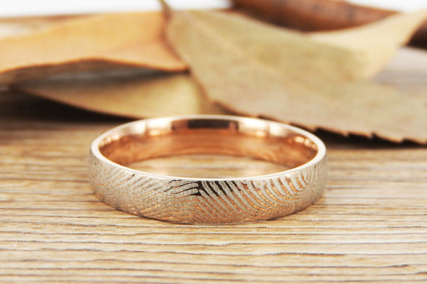 Your Actual Finger Print Rings, Family Fingerprints, Friendship Rings, Women Ring,  WEDDING RING - Rose Gold Titanium Rings 4mm