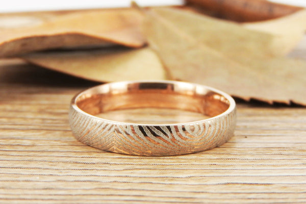 Your Actual Finger Print Rings, Family Fingerprints, Friendship Rings, Women Ring,  WEDDING RING - Rose Gold Titanium Rings 4mm