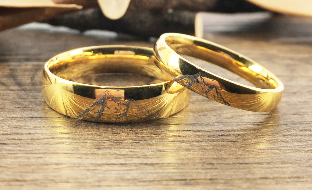 Handmade Your Drawings Ring Unique Wedding Bands Gold Titanium