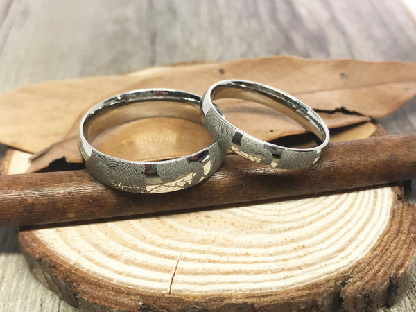 Handmade Fingerprint Comic Rings set, Love Rings, Kiss Matching Wedding Rings, his and her promise ring, Wedding Rings Set, couple rings