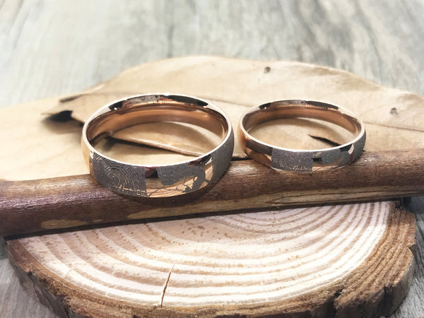 Handmade Fingerprint Comic Rings set, Love Rings, Kiss Matching Wedding Rings, his and her promise ring, Wedding Rings Set, couple rings