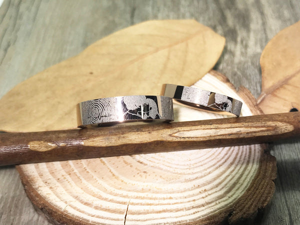 Handmade Fingerprint Comic Rings set, Love Rings, Kiss Matching Wedding Rings, his and her promise ring, Wedding Rings Set, couple rings