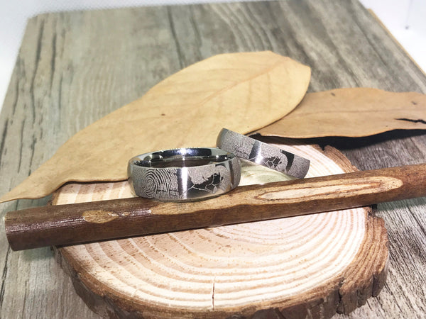Handmade Fingerprint Comic Rings set, Love Rings, Kiss Matching Wedding Rings, his and her promise ring, Wedding Rings Set, couple rings - jringstudio