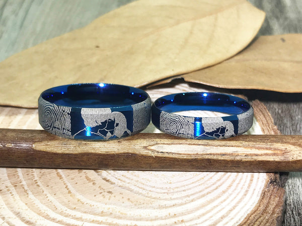 Handmade Fingerprint Comic Rings set, Love Rings, Kiss Matching Wedding Rings, his and her promise ring, Wedding Rings Set, couple rings - jringstudio