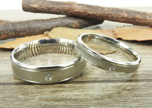 Your Actual Finger Print Rings, His and Her Rings, WEDDING RING - Handmade Matching Wedding Bands, Couple Rings Set, Titanium Rings Set