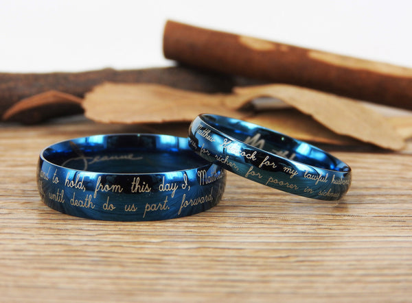 Handmade Handwriting rings, Signature rings, Initial ring, Personalized ring, Matching Wedding Bands, Titanium Couple Rings Set