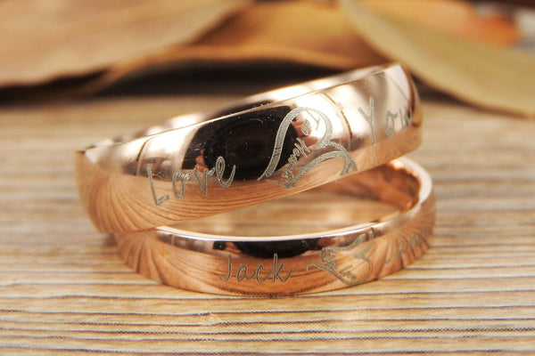 Handmade Two Heart become One Heart Matching Wedding Rings, his and her promise ring, Wedding Rings Set, couple rings